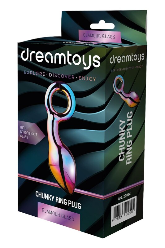 Анальна пробка Dream Toys Glamour Glass скляна, різнокольорова, 13 х 4.2 см - Зображення 1