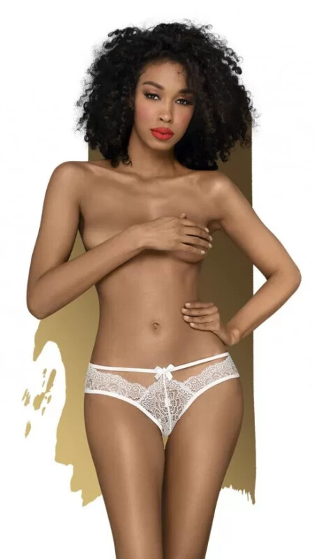 Еротичні трусики Penthouse Adore me, S/M, мереживні, білі - Изображение 1