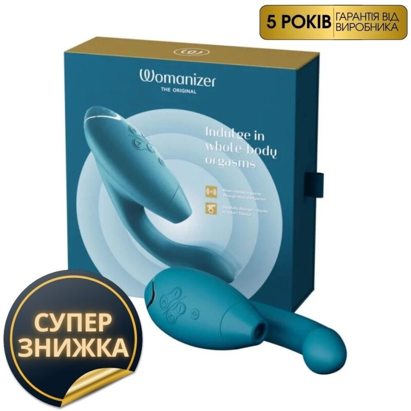 Безконтактний вібратор-стимулятор Womanizer Duo 2 Petrol, блакитний - Изображение 1
