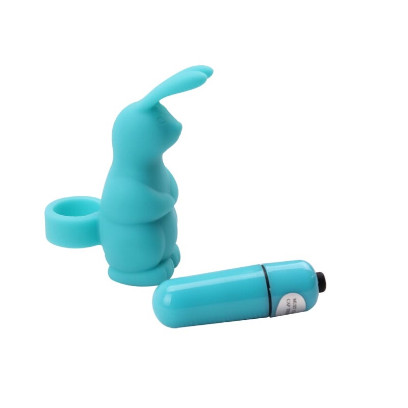 Вібратор на палець Chisa Sweetie Rabbit з вушками кролика, блакитний, 10 х 3.2 см - Изображение 2