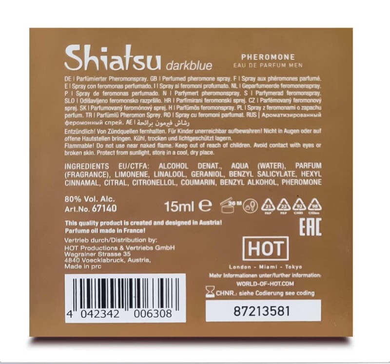Парфуми чоловічі з феромонами HOT Shiatsu Darkblue, 15 мл - Изображение 5
