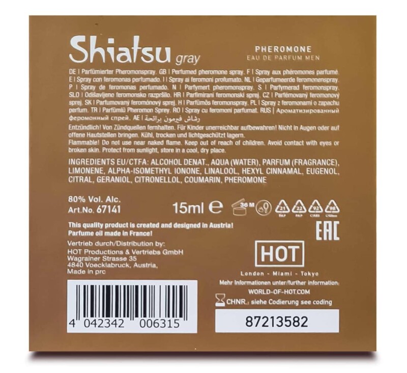 Парфуми чоловічі з феромонами HOT Shiatsu Grey, 15 мл - Зображення 6