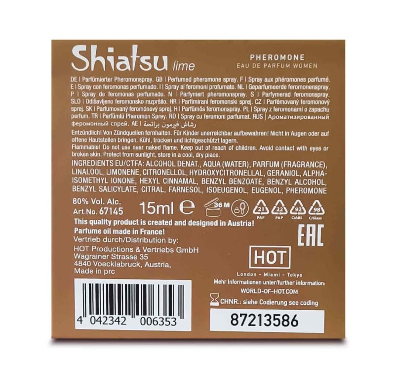 Парфуми з феромонами жіночі HOT Shiatsu Lime, 15 мл - Изображение 6