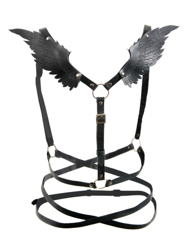 Портупея з крилами One Size Black Angel 2 Candy Hero, екошкіра, чорна - Изображение 2