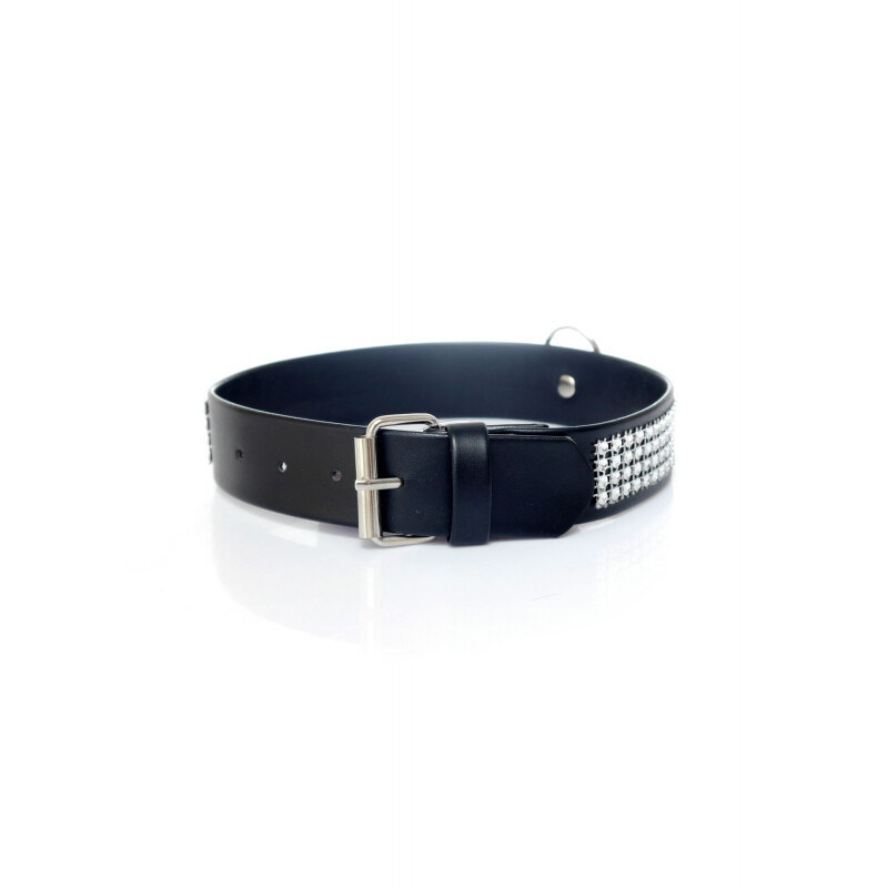 Нашийник Fetish Boss Series Collar зі срібним камінням, 3 см - Изображение 1