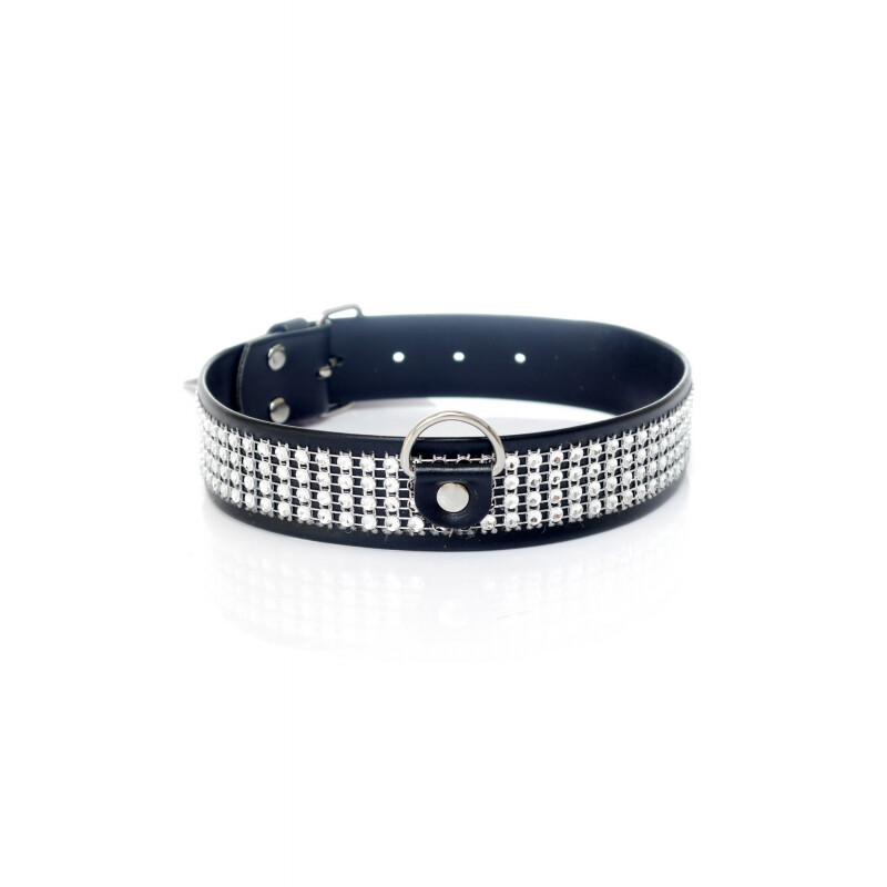 Нашийник Fetish Boss Series Collar зі срібним камінням, 3 см