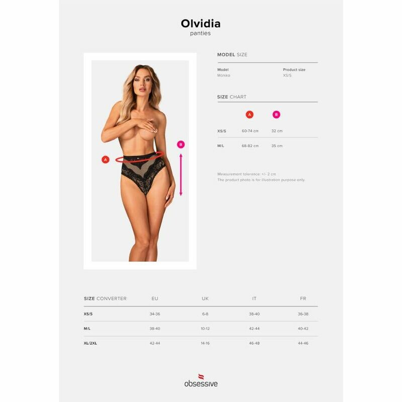 Трусики сексуальні XS/S Obsessive Olvidia, мереживні, чорні - Изображение 6