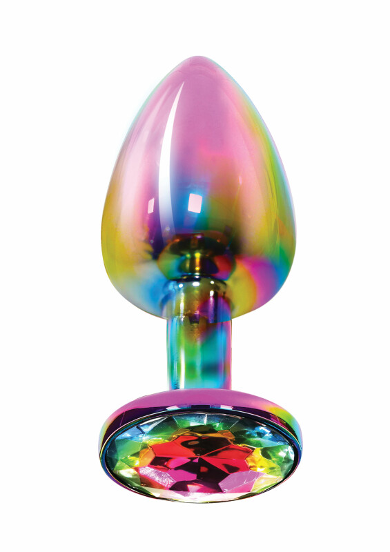 Анальна пробка M Toy Joy, з кристалом, різнокольорова, 8.2 х 3.4 см - Изображение 2