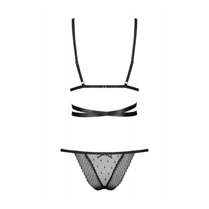 Комплект напівпрозорої білизни L/XL Bowessa Obsessive, чорний - Изображение 3