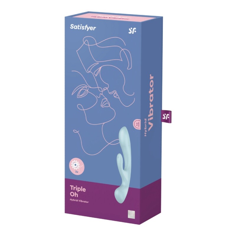 Вібратор-кролик Satisfyer Triple Oh блакитний, 23.8 х 4.7 см - Изображение 1