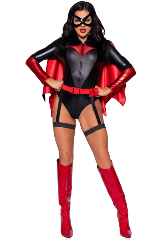 Сексуальний костюм Leg Avenue Bat Woman, XS, із 4 предметів, чорно-червоний - Зображення 6