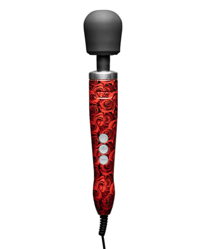 Вібромасажер Doxy Die Cast Rose Pattern, з трояндами, червоний - Зображення 1