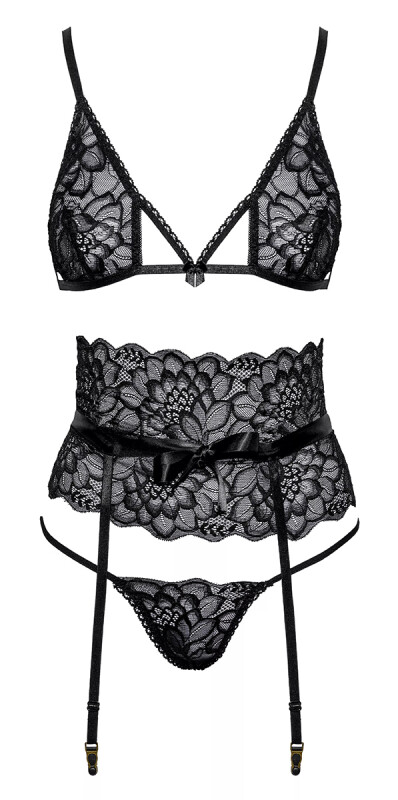 Комплект сексуальний Kissable Suspender Set, S/M, чорний - Зображення 2