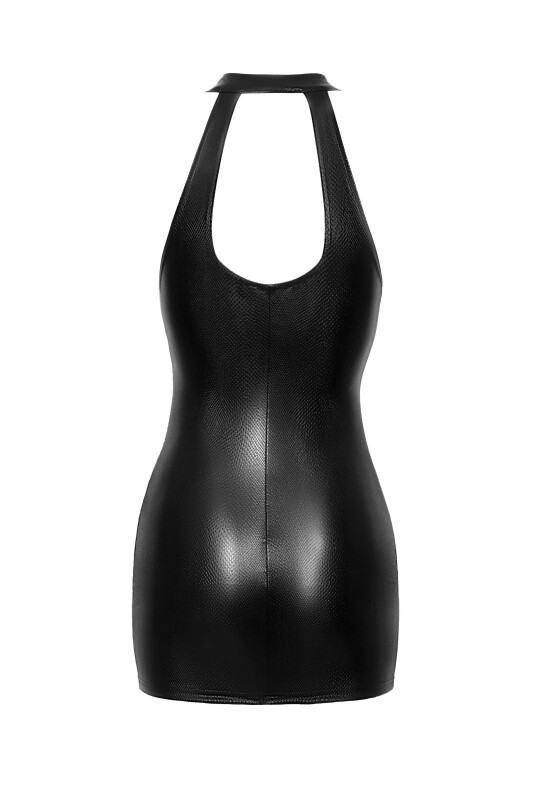 Спокуслива вінілова міні-сукня L F278 Noir Handmade, з блискавкою, чорна - Зображення 3