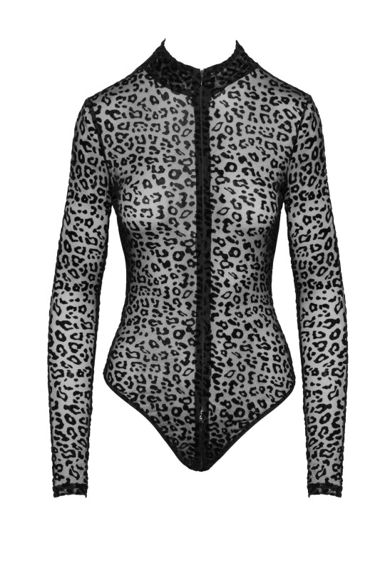 Боді сексуальне з леопардовим принтом S F287 Noir Handmade, чорне - Изображение 4