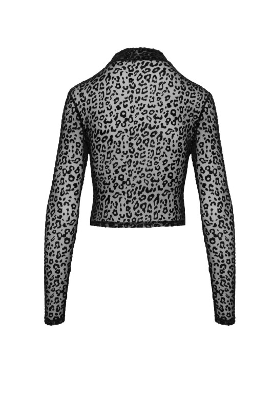 Топ сексуальний з леопардовим принтом M F289 Noir Handmade, чорний - Изображение 3