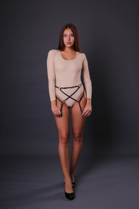 Пояс для панчох One Size S4, екошкіра, чорний - Зображення 3