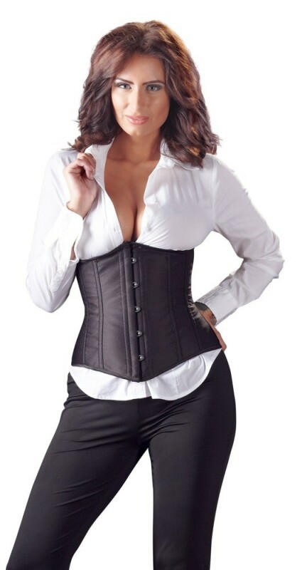 Корсет з відкритим бюстом, S, Cottelli Collection Party Corset Open Cup на талію, чорний - Изображение 1