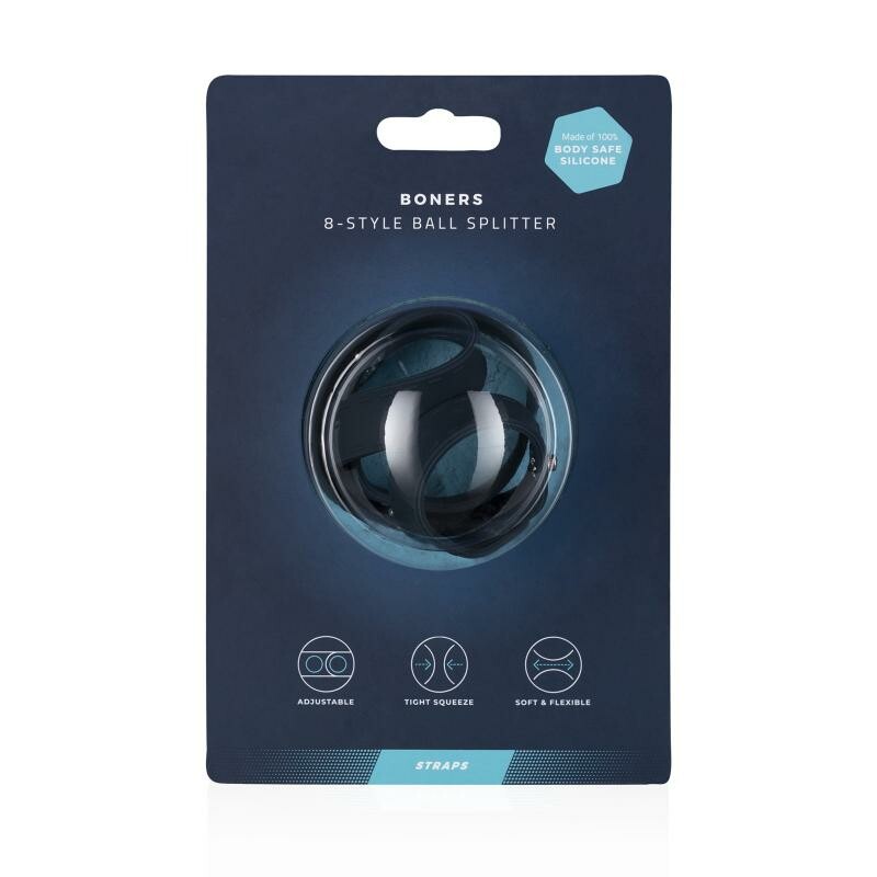 Насадка на пеніс і мошонку Boners 8-Style Ball Splitter з силікону на кнопках, 4.5 см - Изображение 1