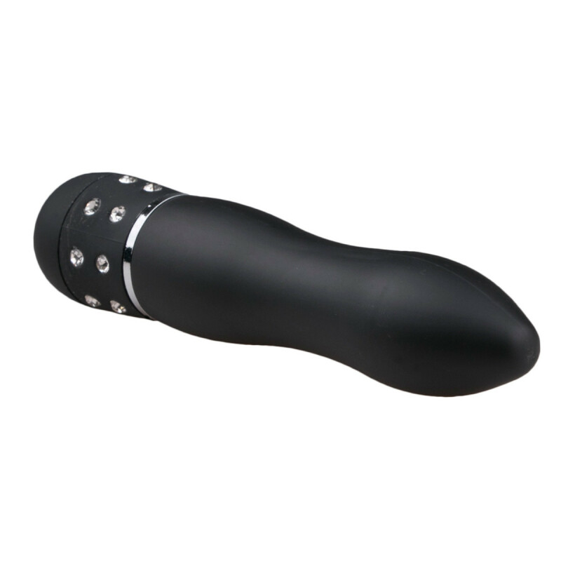Міні-вібратор зі стразами Easytoys, чорний, 11.4 х 2.2 см - Зображення 2