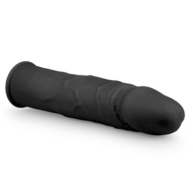 Насадка на пеніс Easytoys, силікон, чорна, 18 х 4.5 см - Изображение 1