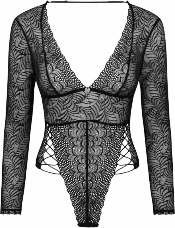 Боді сексуальне ажурне XS/S Merlys Obsessive, чорне - Зображення 2