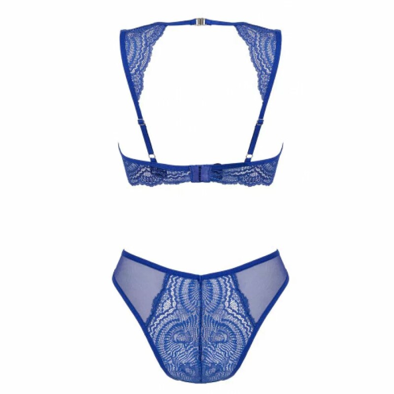 Комплект сексуальної білизни XS/S Giselia Obsessive, з мереживом, синій - Изображение 3