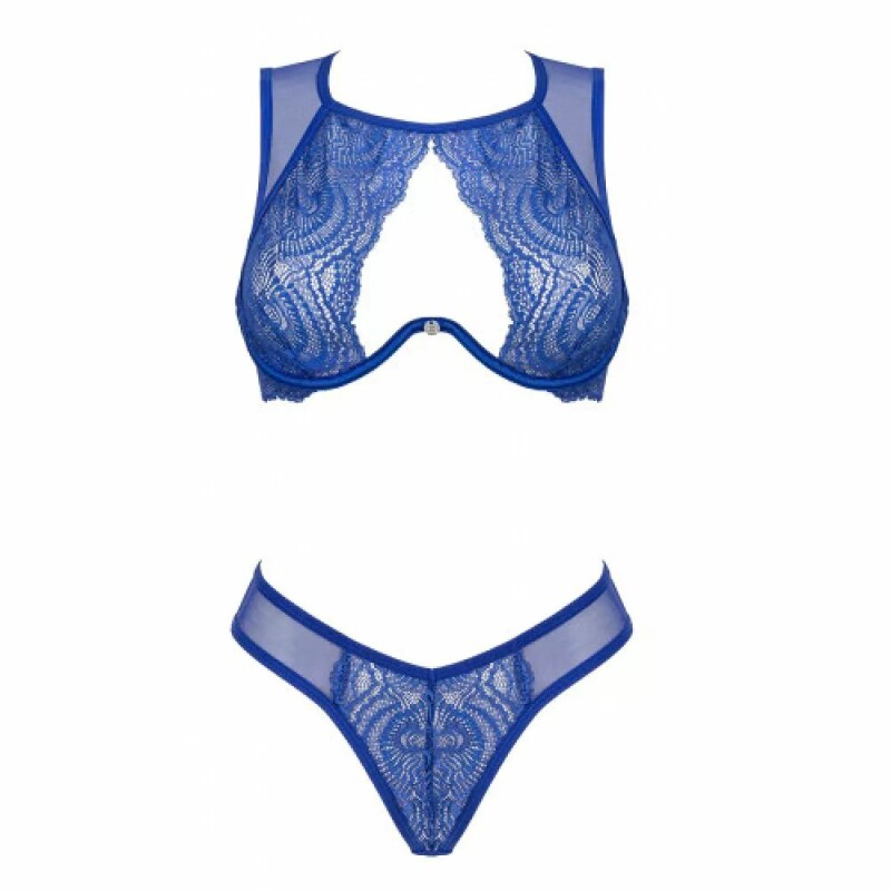 Комплект сексуальної білизни XS/S Giselia Obsessive, з мереживом, синій - Изображение 2