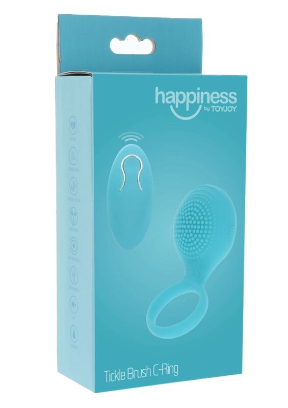 Ерекційне віброкільце Toy Joy Tickle Brush з пультом, блакитне, 8.2 х 3.5 см - Изображение 1