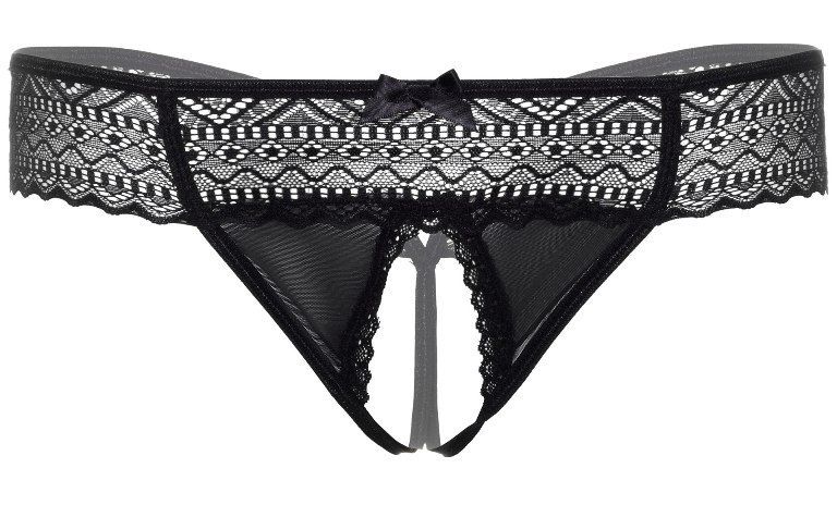 Трусики сексуальні з інтимним вирізом S/M Roxanne Daring Intimates, чорні - Изображение 2