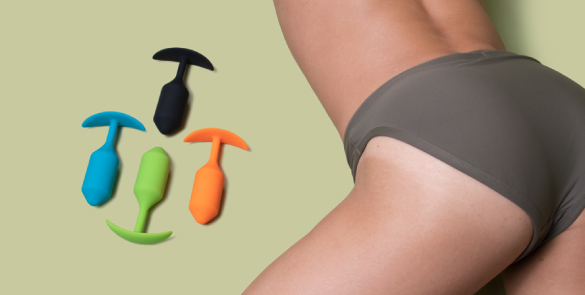 Анальна пробка зі зміщеним центром ваги B-Vibe Snug Plug 2, силіконова, зелена, 10.5 х 3 см - Зображення 8