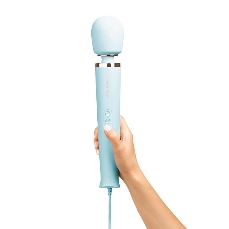 Вібратор-мікрофон з кабелем Le Wand Plug-In, силіконовий, блакитний, 34 х 6 см - Изображение 3