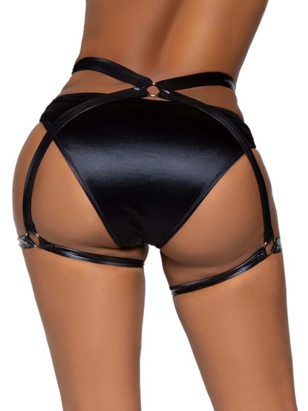 Гартери еротичні Wet Look Leg Avenue, OS, чорні - Изображение 1