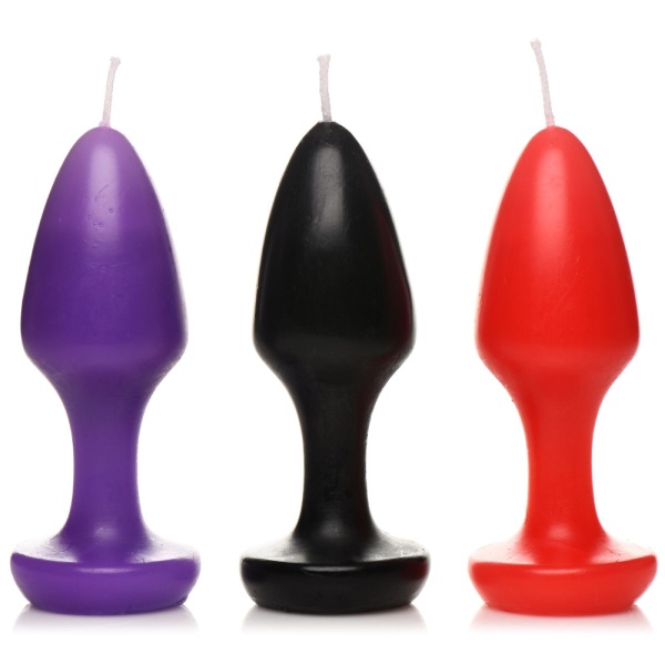 Набір низькотемпературних свічок Master Series Kink Kink Inferno Butt Plug Candle Set у формі анальних пробок, 3 шт - Изображение 1