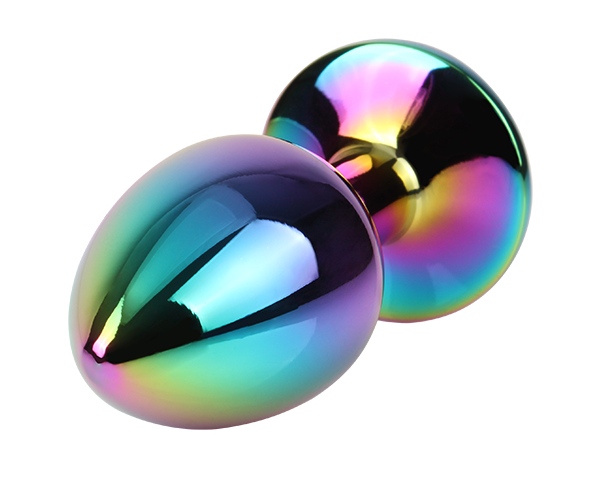 Анальна пробка з кристалом S Rainbow Gem Chisa, металева, різнокольорова, 7 х 2.7 см - Зображення 3