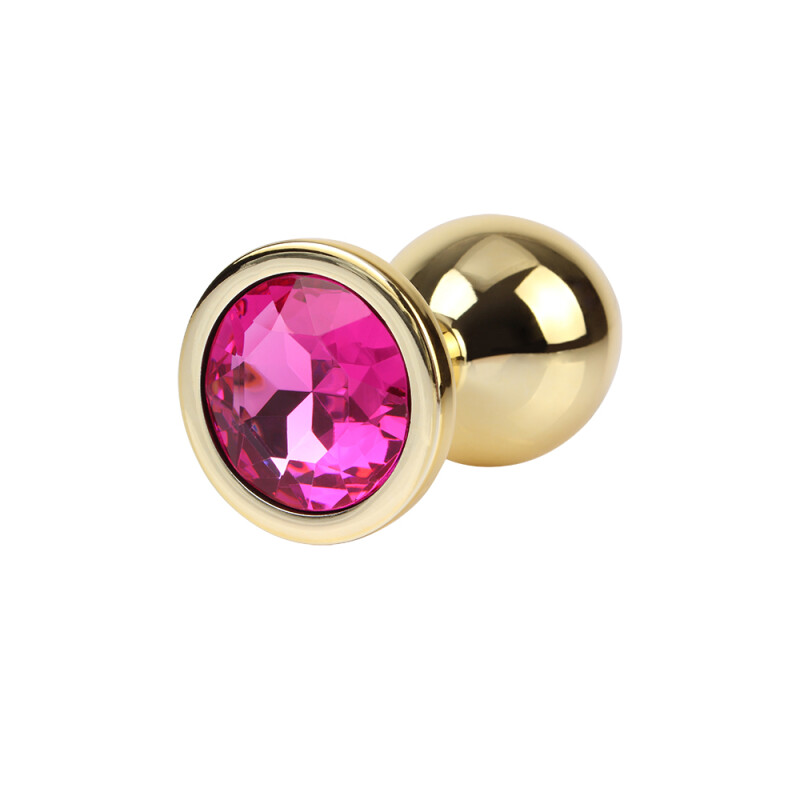 Анальна пробка M з кристалом Rosy Gem Chisa, металева, золота, 8.2 х 3.3 см - Изображение 1