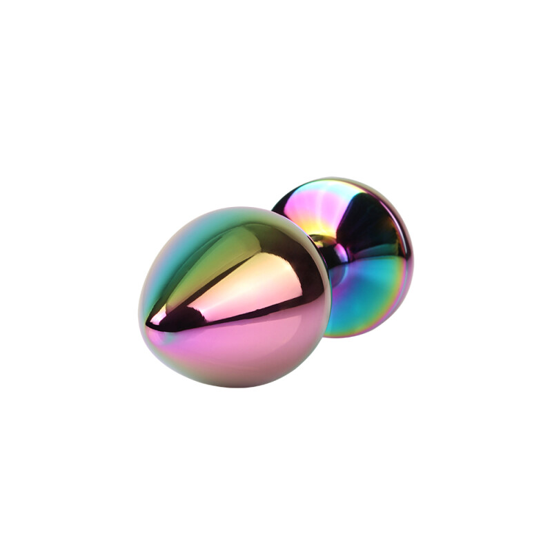 Анальна пробка M з кристалом Rainbow Gem Chisa, металева, різнокольорова, 8.2 х 3.3 см - Изображение 4