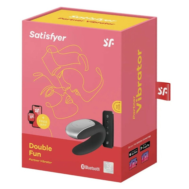 Вібратор для пар Satisfyer Double Fun з пультом, чорний, 9.3 х 4.2 см - Зображення 1