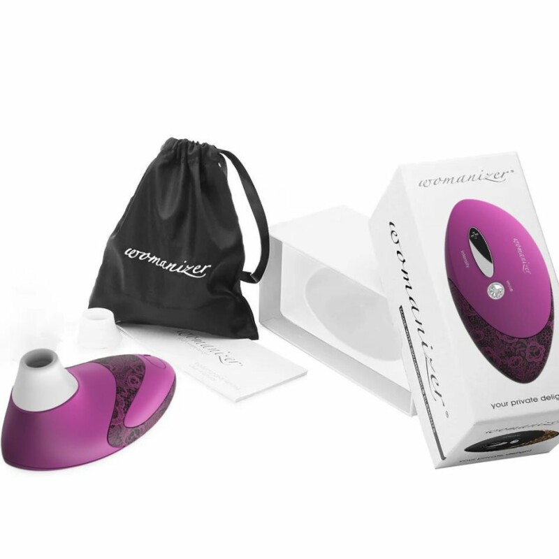 Кліторальний стимулятор Womanizer Pro W500 Magenta з принтом мережива, фіолетовий - Зображення 2