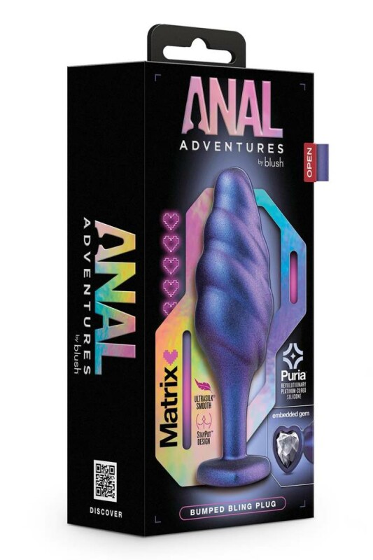 Анальна пробка Blush, M, Anal Adventures з основою у формі серця, фіолетова, 11.4 х 3.8 см - Изображение 1