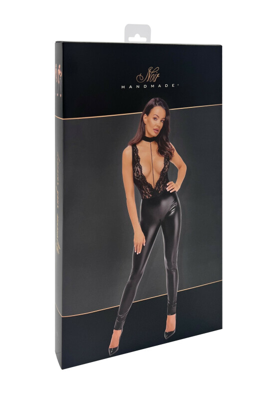 Комбінезон сексуальний вініловий M Libido F298 Noir Handmade, з мереживом, чорний - Зображення 6