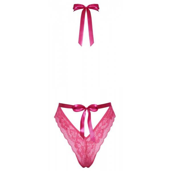 Сексуальне мереживне боді з глибоким декольте, L/XL, Kissable рожеве - Изображение 2