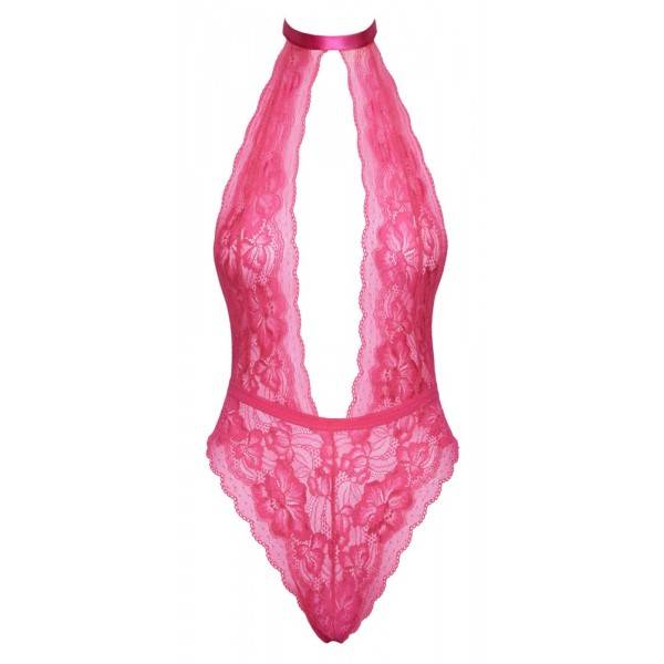 Сексуальне мереживне боді з глибоким декольте, L/XL, Kissable рожеве - Изображение 1