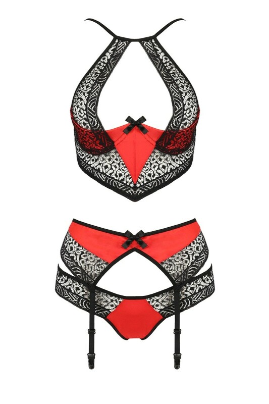 Комплект білизни спокусливий S/M Scarlet Passion, 3 предмети, червоно-чорний - Изображение 2