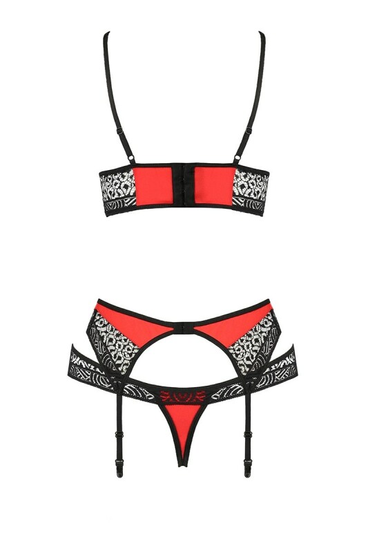 Комплект білизни спокусливий S/M Scarlet Passion, 3 предмети, червоно-чорний - Изображение 3