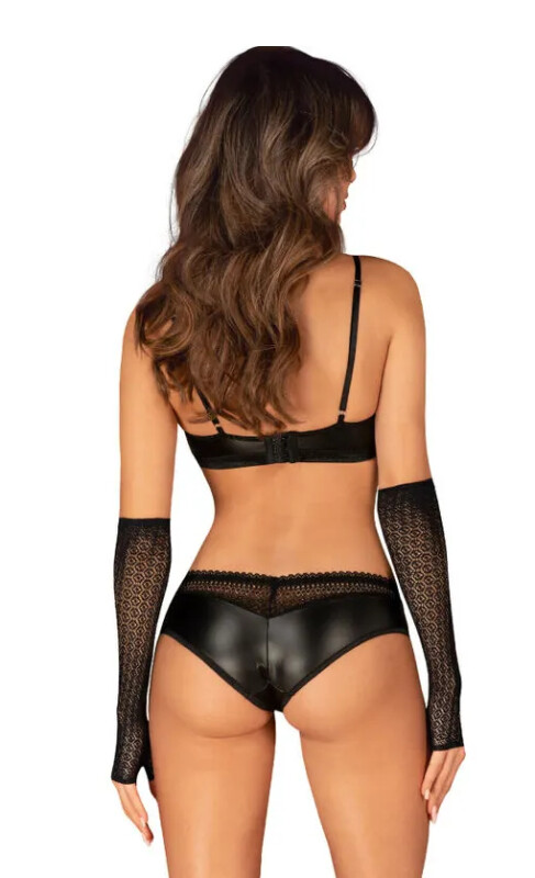 Рукавички сексуальні ажурні One Size A772 Obsessive, чорні, чорні - Изображение 1