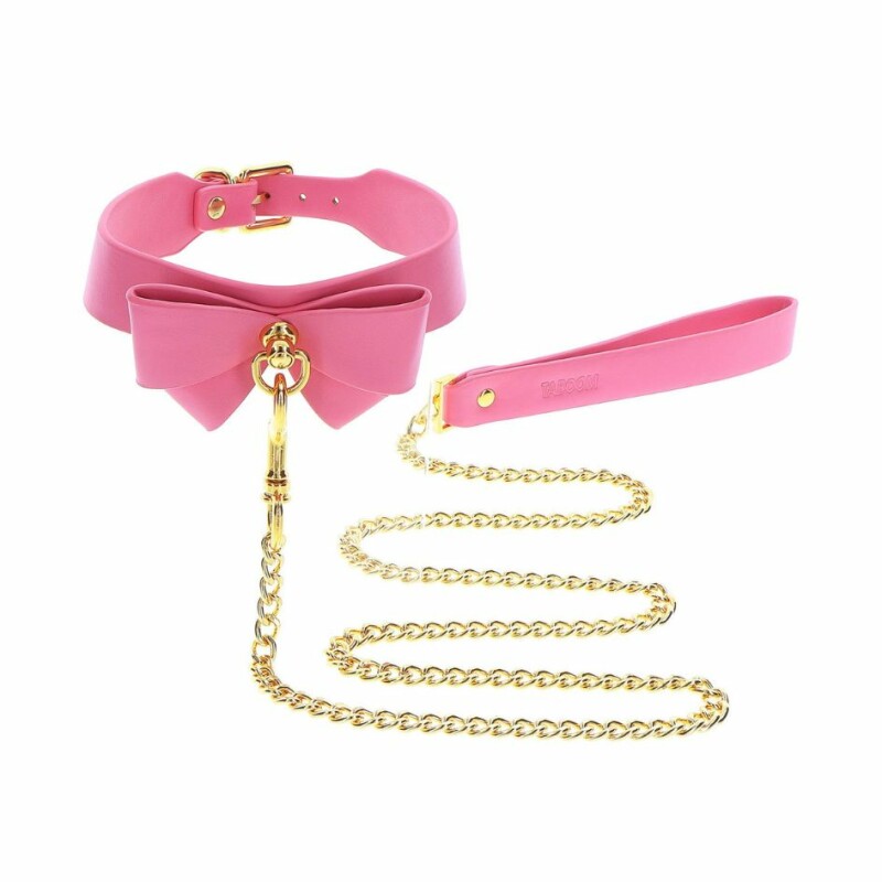 Нашийник із повідцем Taboom Malibu Collar and Leash із веганської шкіри, рожевий - Изображение 5