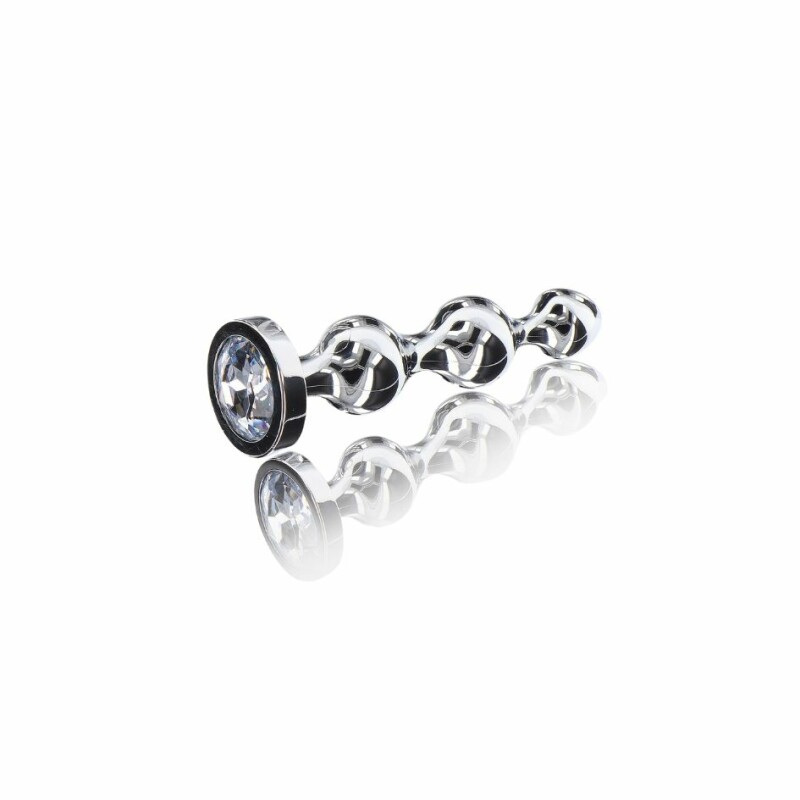 Анальна ялинка М металева зі стразами ToyJoy Anal Play Diamond Star Beads срібна, 11.7 см х 2.7 см - Зображення 3