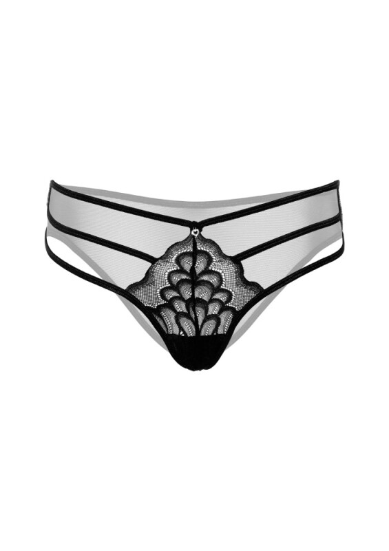 Трусики сексуальні з мереживом S/M Daring Intimates, напівпрозорі, чорні - Зображення 2