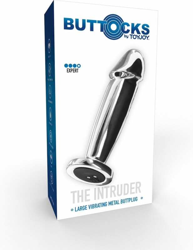 Анальна пробка металева з вібро ToyJoy The Intruder Vibrating Plug, срібляста, 11.8 х 2.9 см - Зображення 1